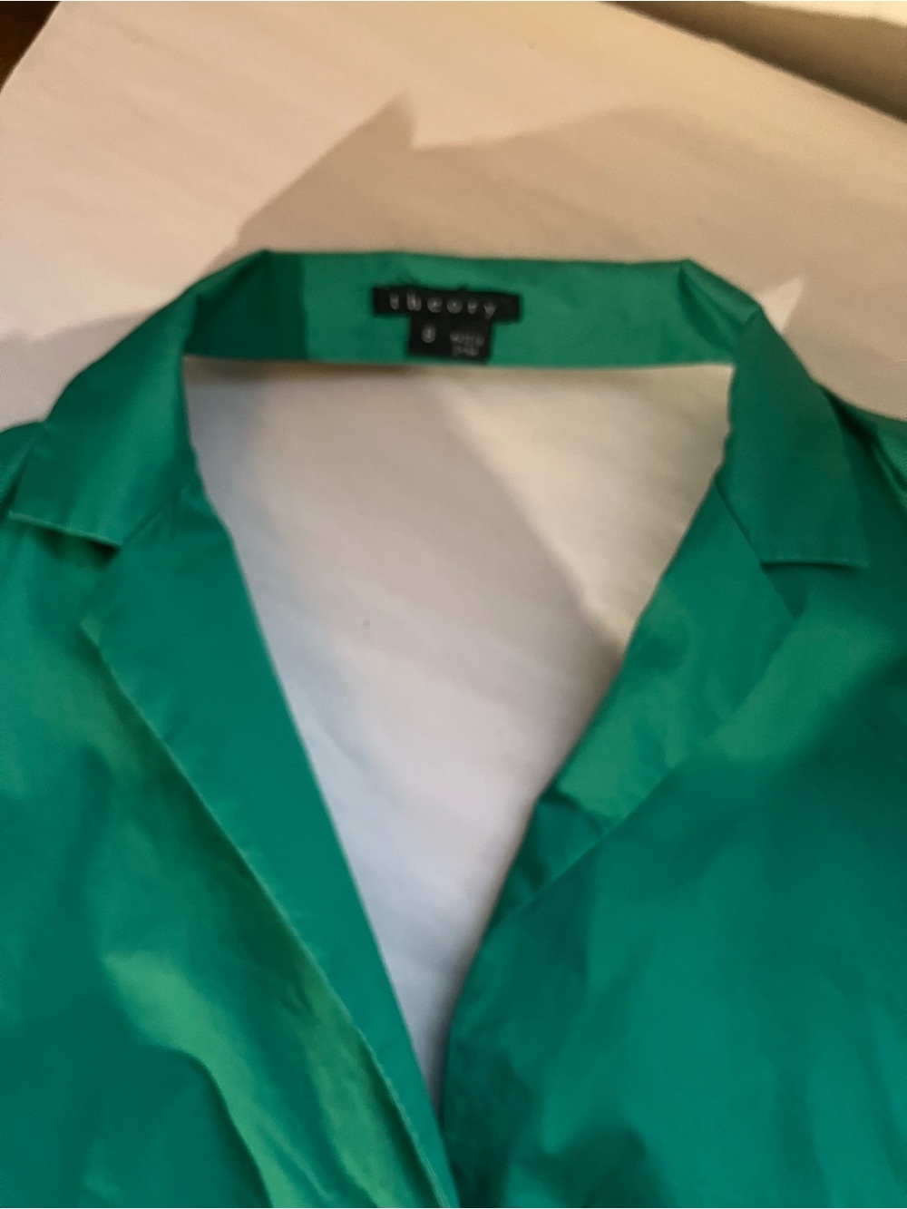 Theory Kelly Green Shiras Dress Poplin Cotton Back Cutout 8 - Picture 7 of 12